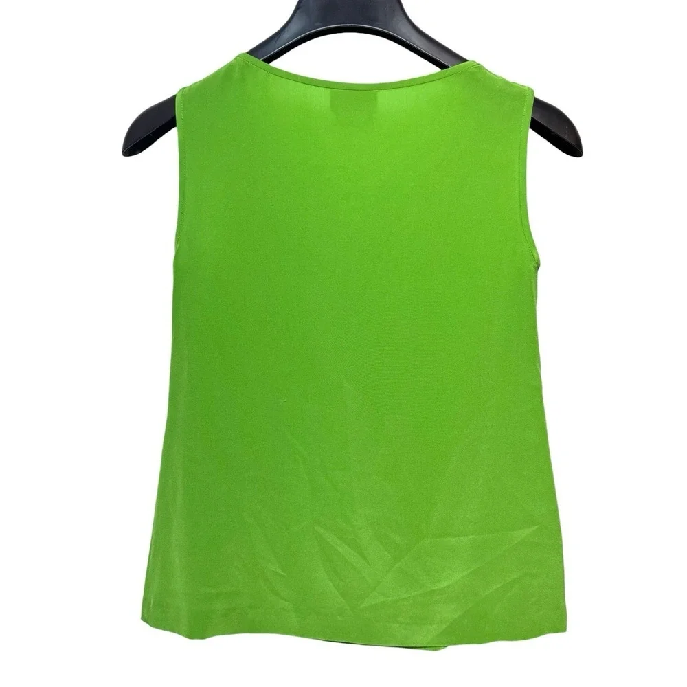 Kate Spade 100% Silk Bow Ruffle Sleeveless Blouse XS Quiet Luxury Work Preppy
